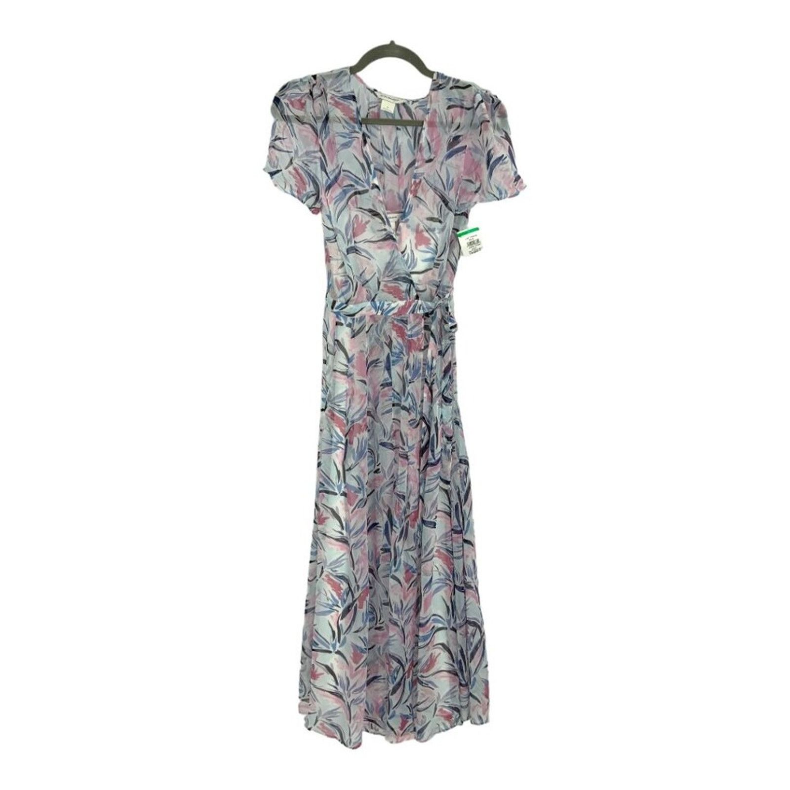 Club Monaco Blue Pink Wrap Dress Size 4 NWOT $289 MSRP
