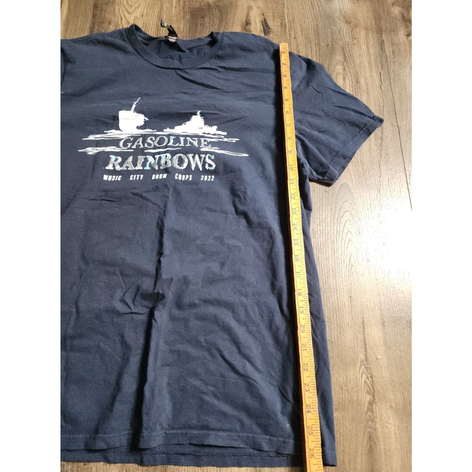 Vintage District Mens XL Shirt Gasoline Rainbows Music City Drum Corps 2022 Tour Double Sided Blue Size US XL / EU 56 / 4 - 4 Thumbnail