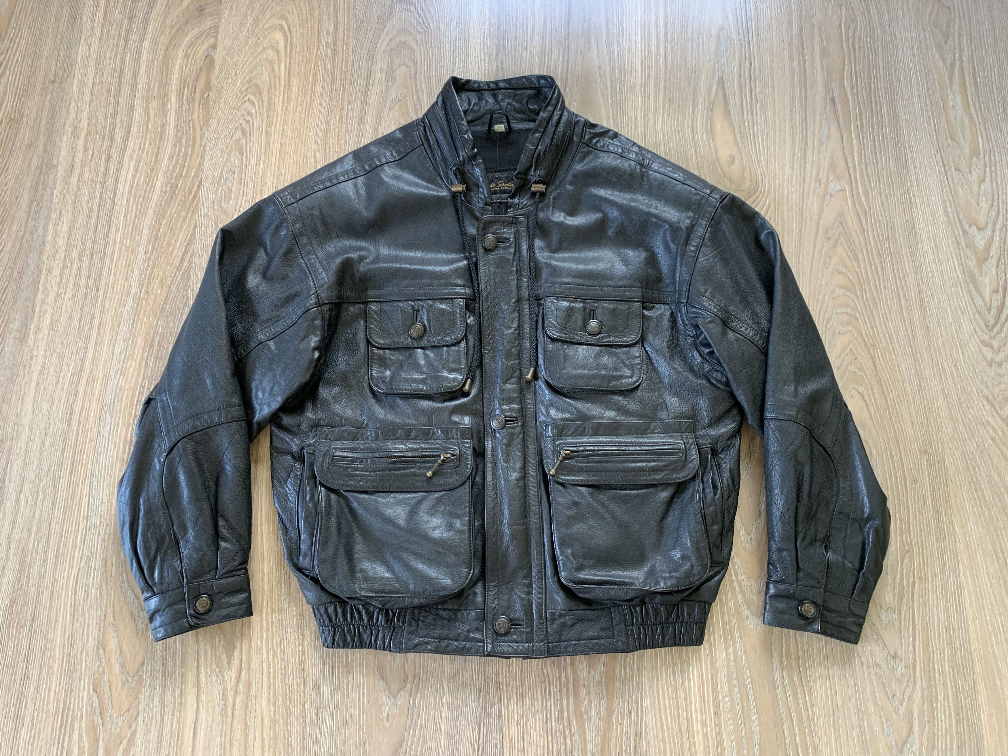 Vintage Vintage Carlo Santini Leather Multi Pocket Jacket Size US M / EU 48-50 / 2 - 2 Thumbnail