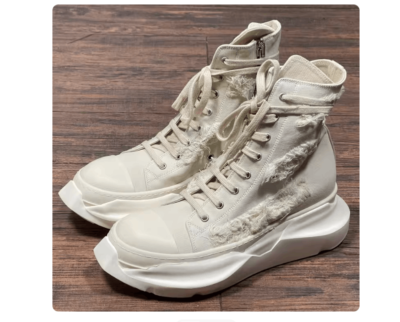 Rick Owens Drkshdw Rick Owens Men's Off-White Slashed Canvas High Tops Size US 8 / EU 41 - 4 Thumbnail