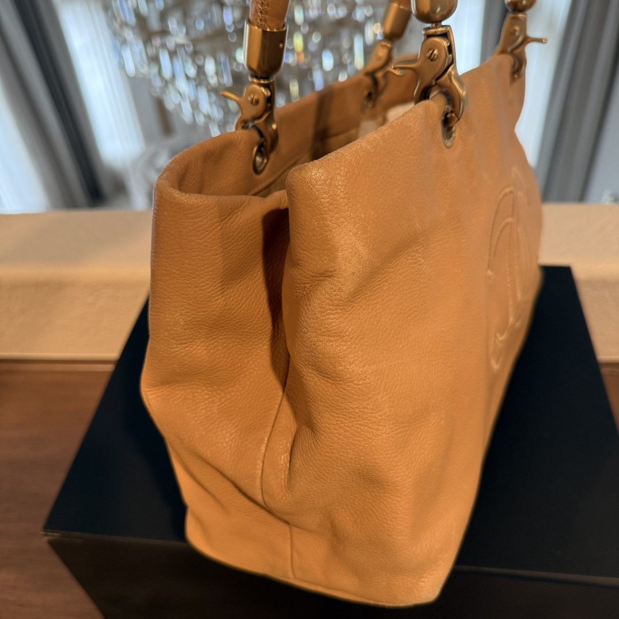 Chanel CHANEL Shopper Tote Bag Beige Grained Calfskin Handbag w/Box Size ONE SIZE - 13 Thumbnail