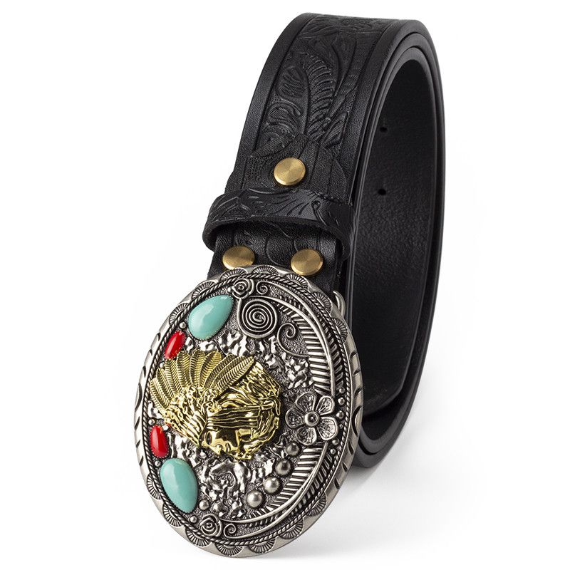 Designer Crazy Vintage Belt Riveted Belts Menswear Accessories Size ONE SIZE - 2 Thumbnail