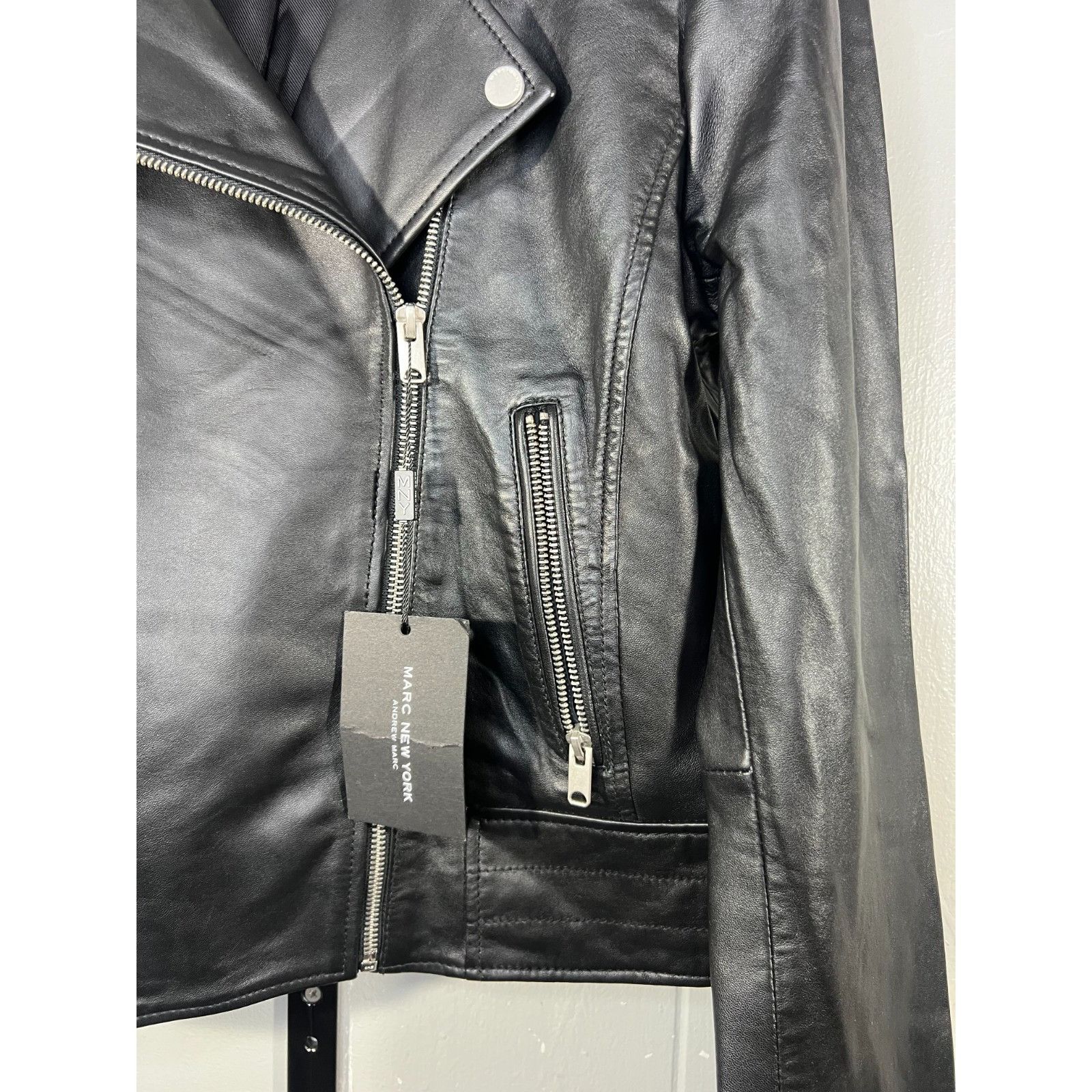 Andrew Marc NWT Marc New York Andrew Marc Black Leather Biker Moto Jacke Size M / US 6-8 / IT 42-44 - 4 Thumbnail