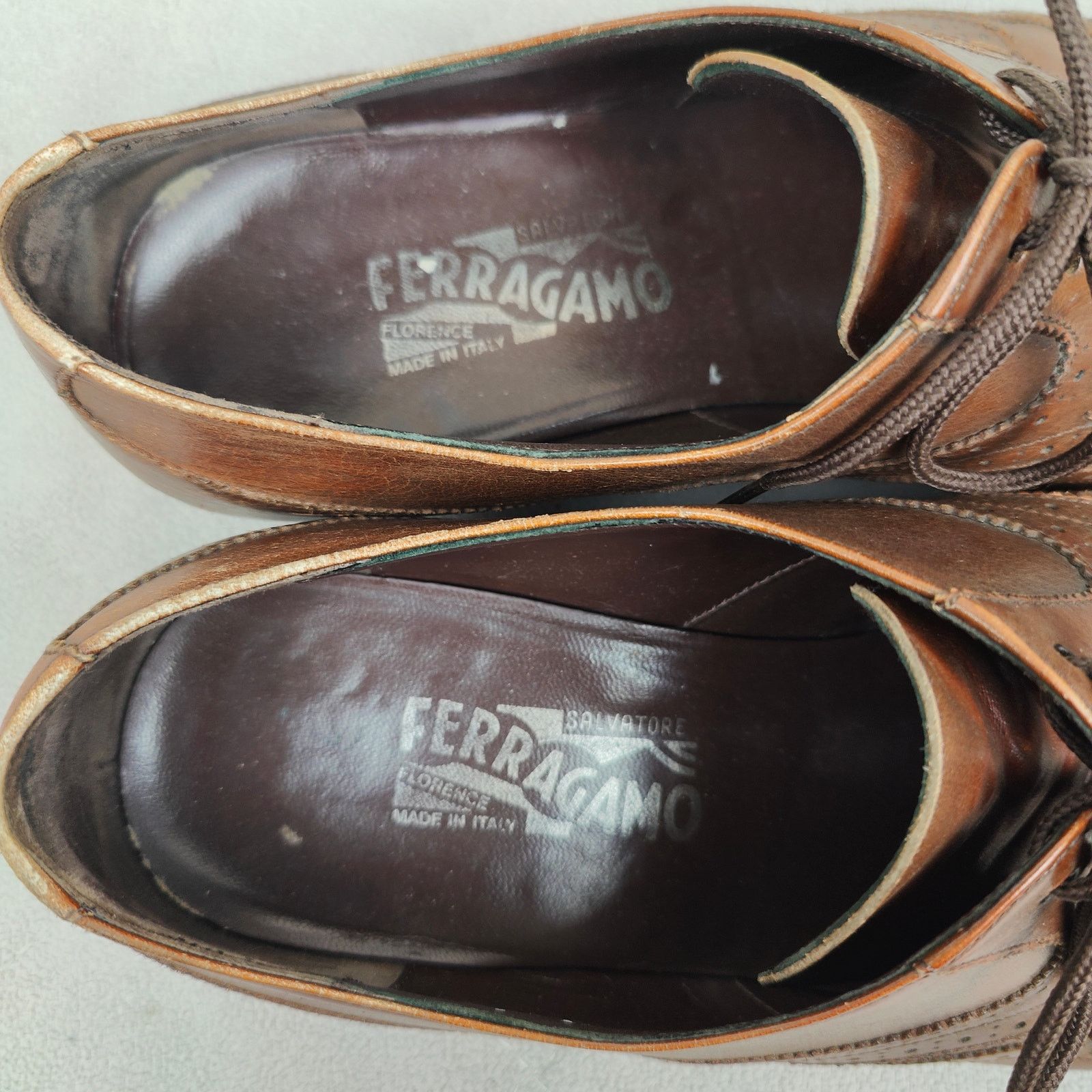 Salvatore Ferragamo Salvatore Ferragamo Oxfords Mens 11 D Brown Leather Lace Up Size US 11 / EU 44 - 7 Thumbnail