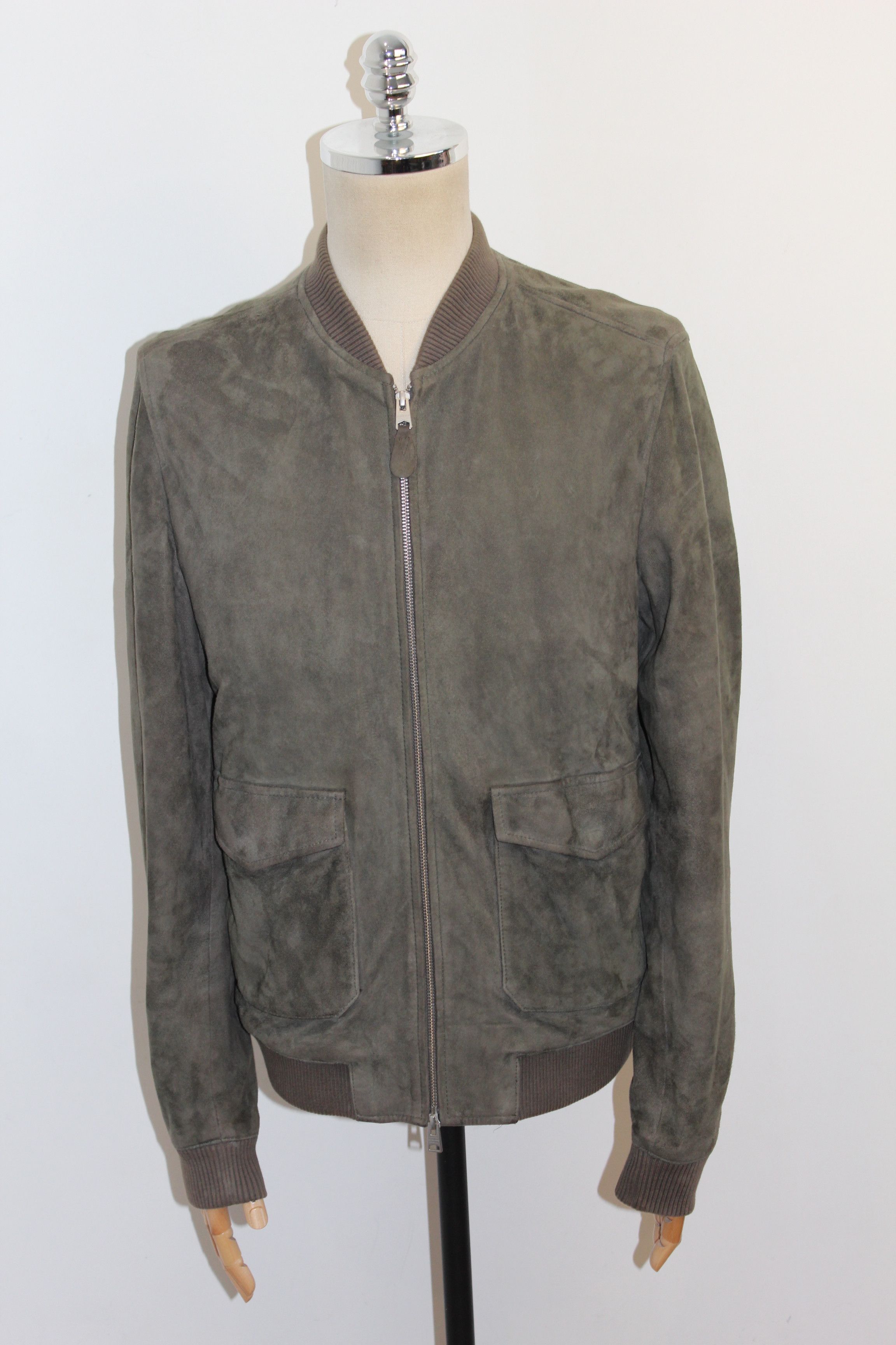 image of Acne Studios x Allsaints Men's Allsaints Leather Jacket Size L in Grey