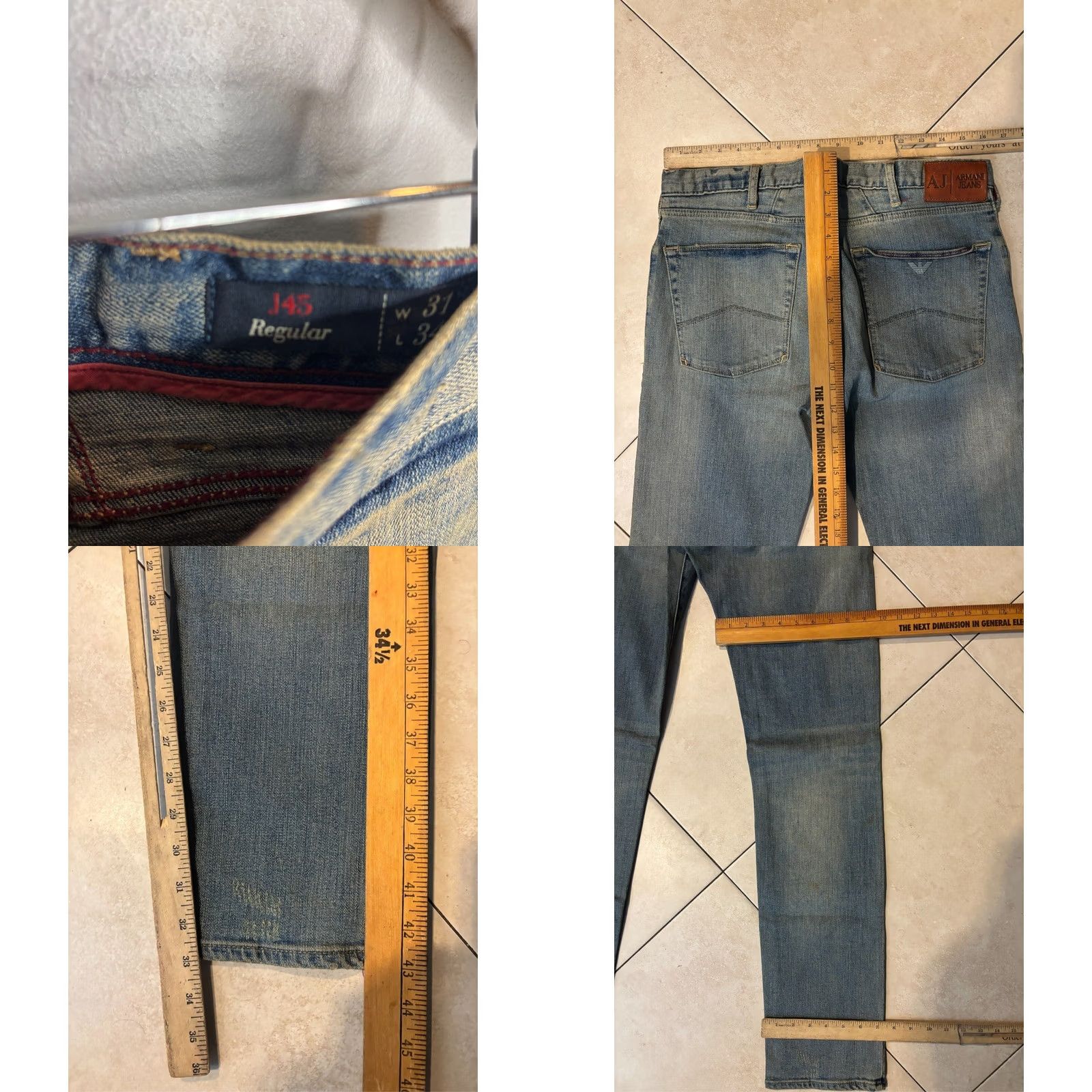Vintage VINTAGE Armani Jeans Jeans Mens Blue Regular Straight Stretch Denim Trousers W31 L34 4197 Size US 31 - 8 Thumbnail