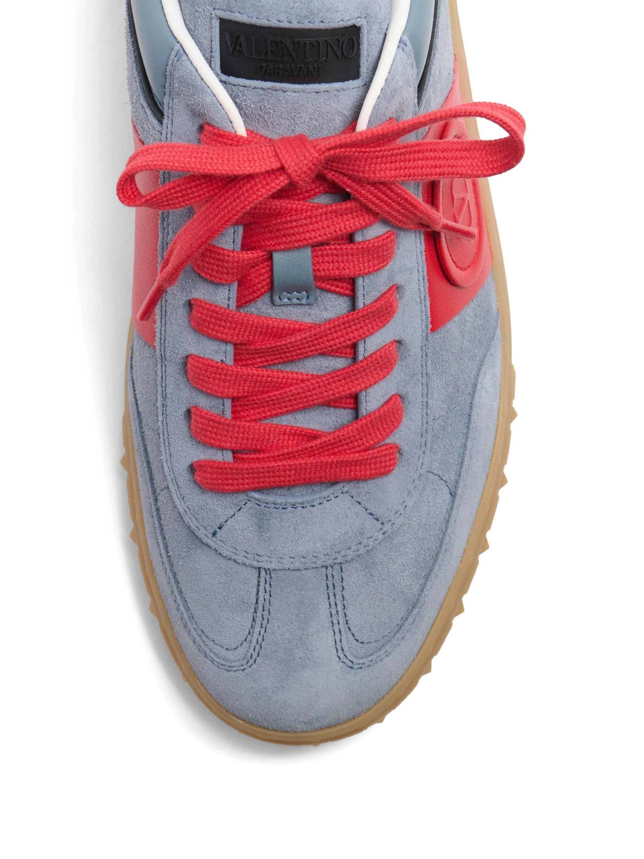 Valentino o1s22i1n1224 Suede Leather Low-Top Sneakers in Blue Red Size US 11 / EU 44 - 6 Thumbnail