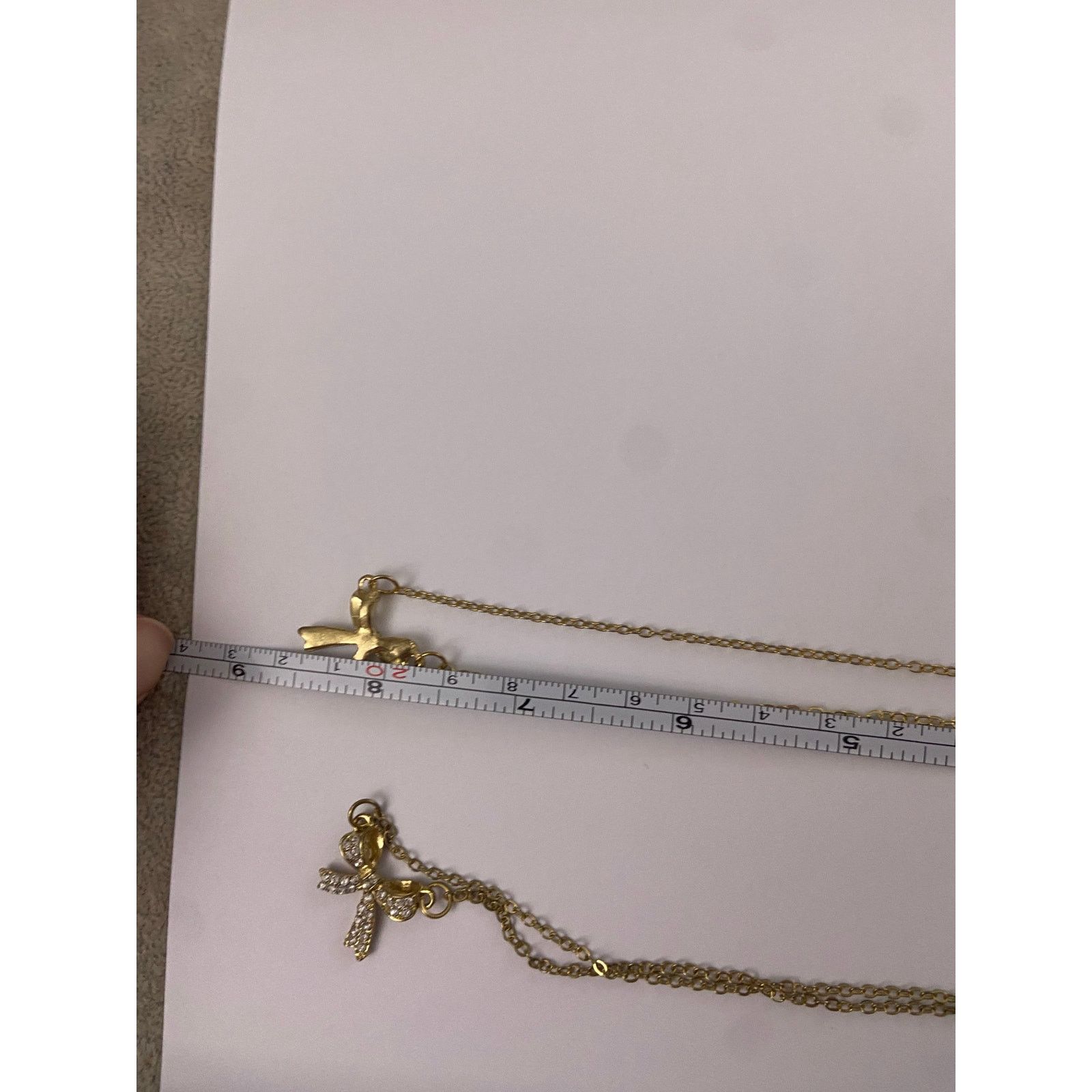 Vintage Rhinestone Bow Pendant Necklace Set - Charming! Size ONE SIZE - 2 Thumbnail