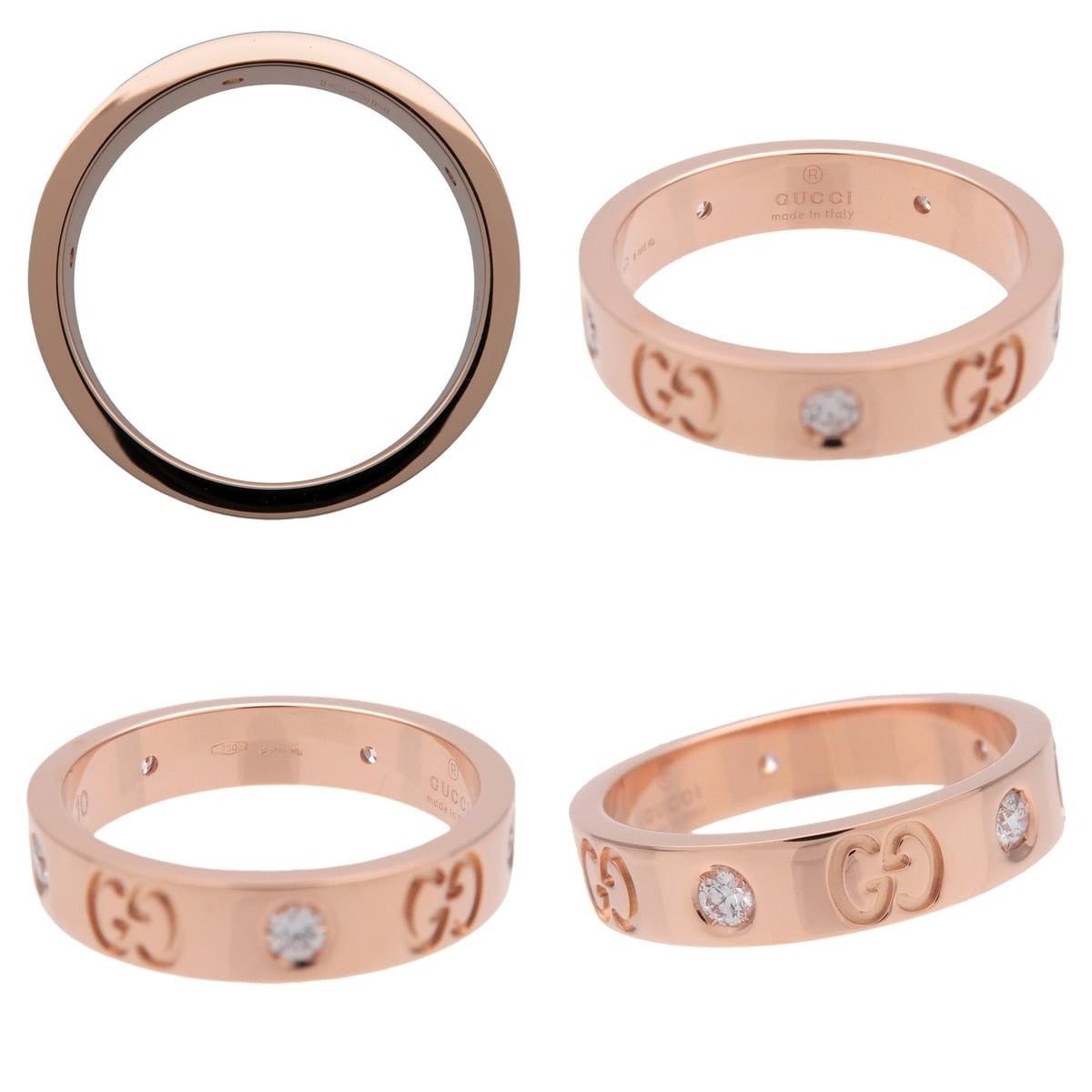 Gucci Gucci Icon Band Diamond Ring 18K Rose Gold Size ONE SIZE - 3 Thumbnail