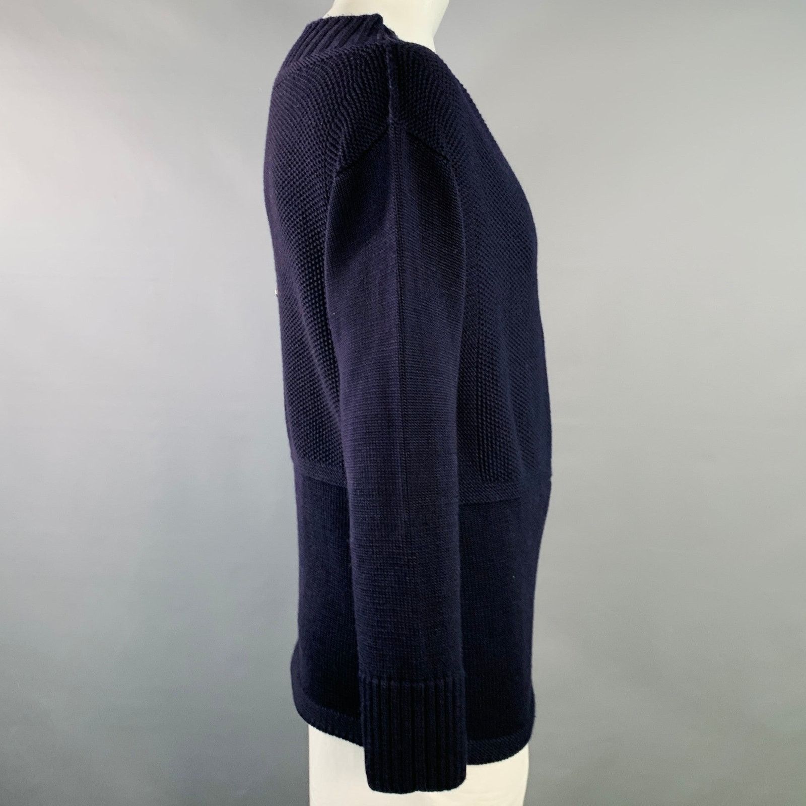 Burberry Prorsum BURBERRY PRORSUM Navy Knit Virgin Wool Scoop Neck Sweater Size US XL / EU 56 / 4 - 3 Thumbnail
