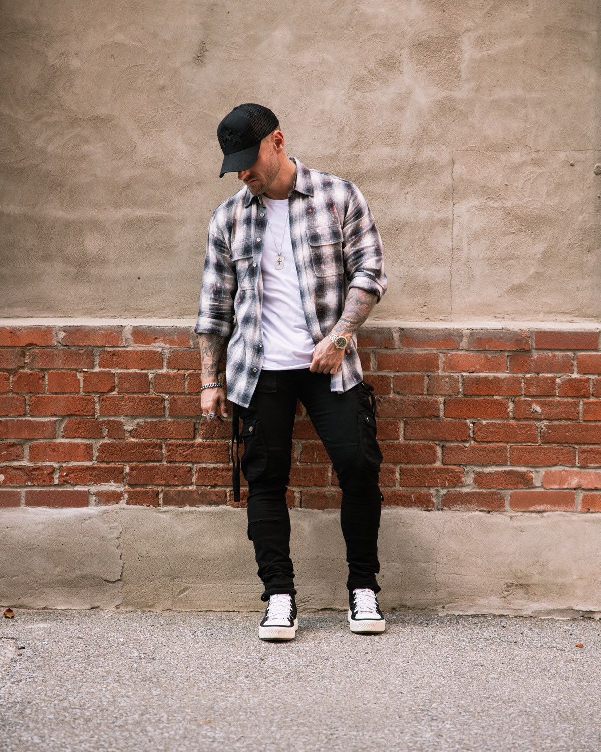 Purple Brand Purple Brand Grey and White Button Up Flannel Size US L / EU 52-54 / 3 - 4 Thumbnail