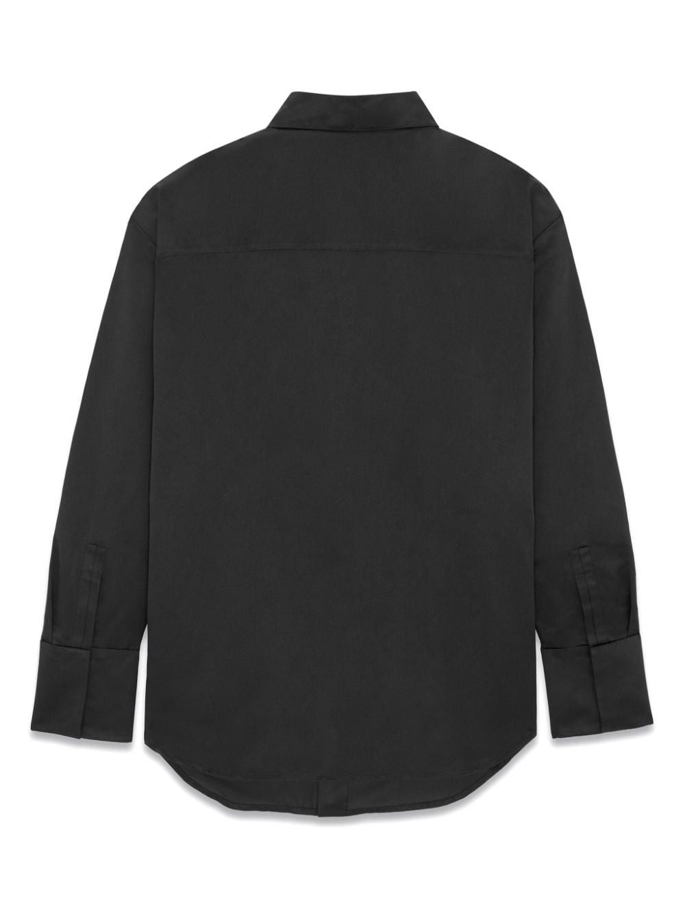 Saint Laurent Paris o1b1hav111025 788143 Oversized Shirt in Silk Duchess Black Size US XL / EU 56 / 4 - 2 Thumbnail