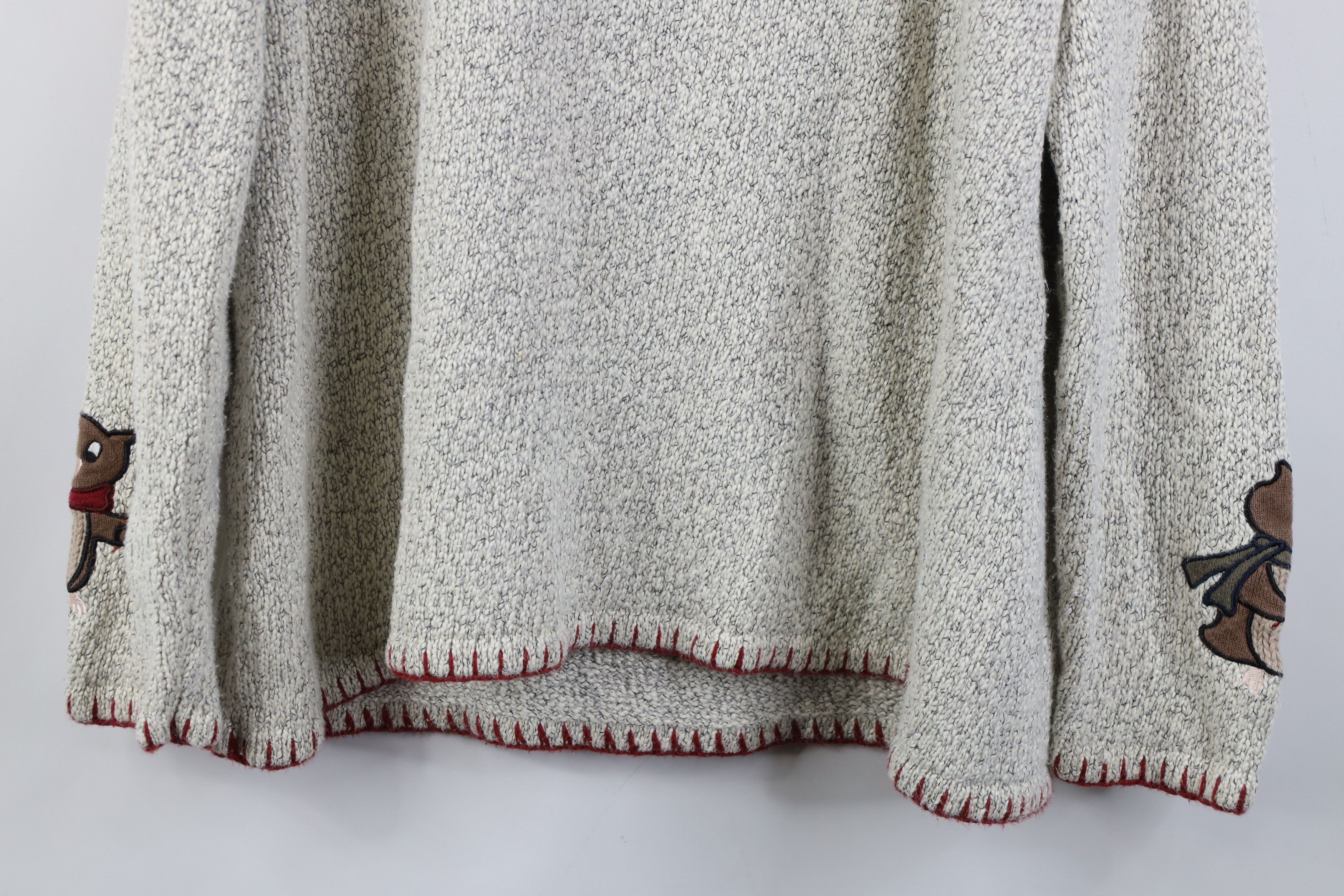 Vintage Vintage 90s Streetwear Marled Hand Embroidered Owl Sweater Size XXL / US 16-18 / IT 52-54 - 14 Thumbnail