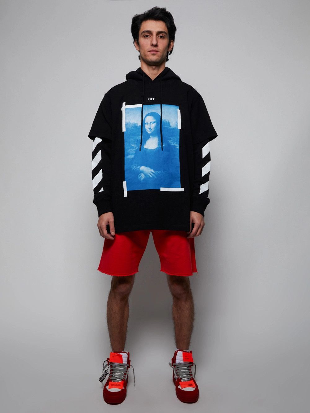 Off-White Black Mona Lisa Arrows Oversized Layered Tee Hoodie Size US L / EU 52-54 / 3 - 4 Thumbnail