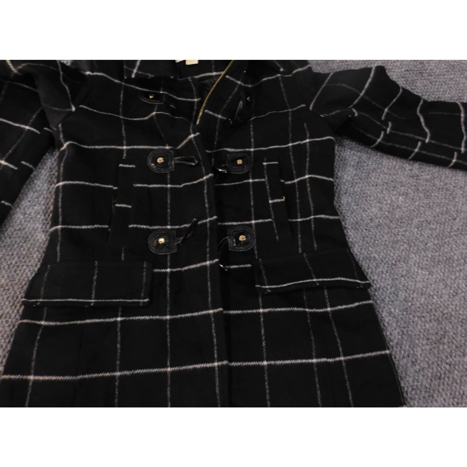 Michael Kors Michael Kors Jacket Women Pea Coat Plaid Wool Black Lining Polyester Toggle Mid-Length Size 4 Regular Chenille? Size S / US 4 / IT 40 - 7 Thumbnail