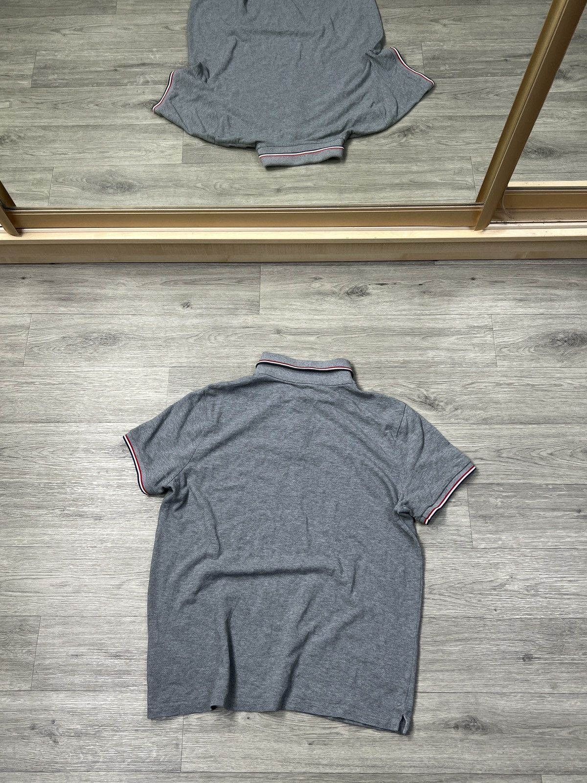 Moncler Moncler Men’s Grey Tricolor Trim Pique Polo Shirt XL Size US XL / EU 56 / 4 - 5 Thumbnail