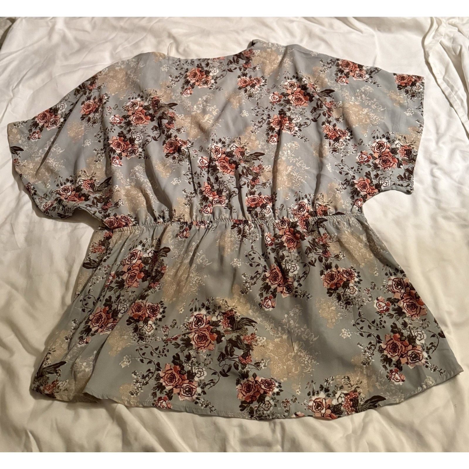 Other Misia Curvy Top 3X Sage Green Floral Wrap Elastic Waist Soft Size 3XL / US 20-22 - 2 Thumbnail