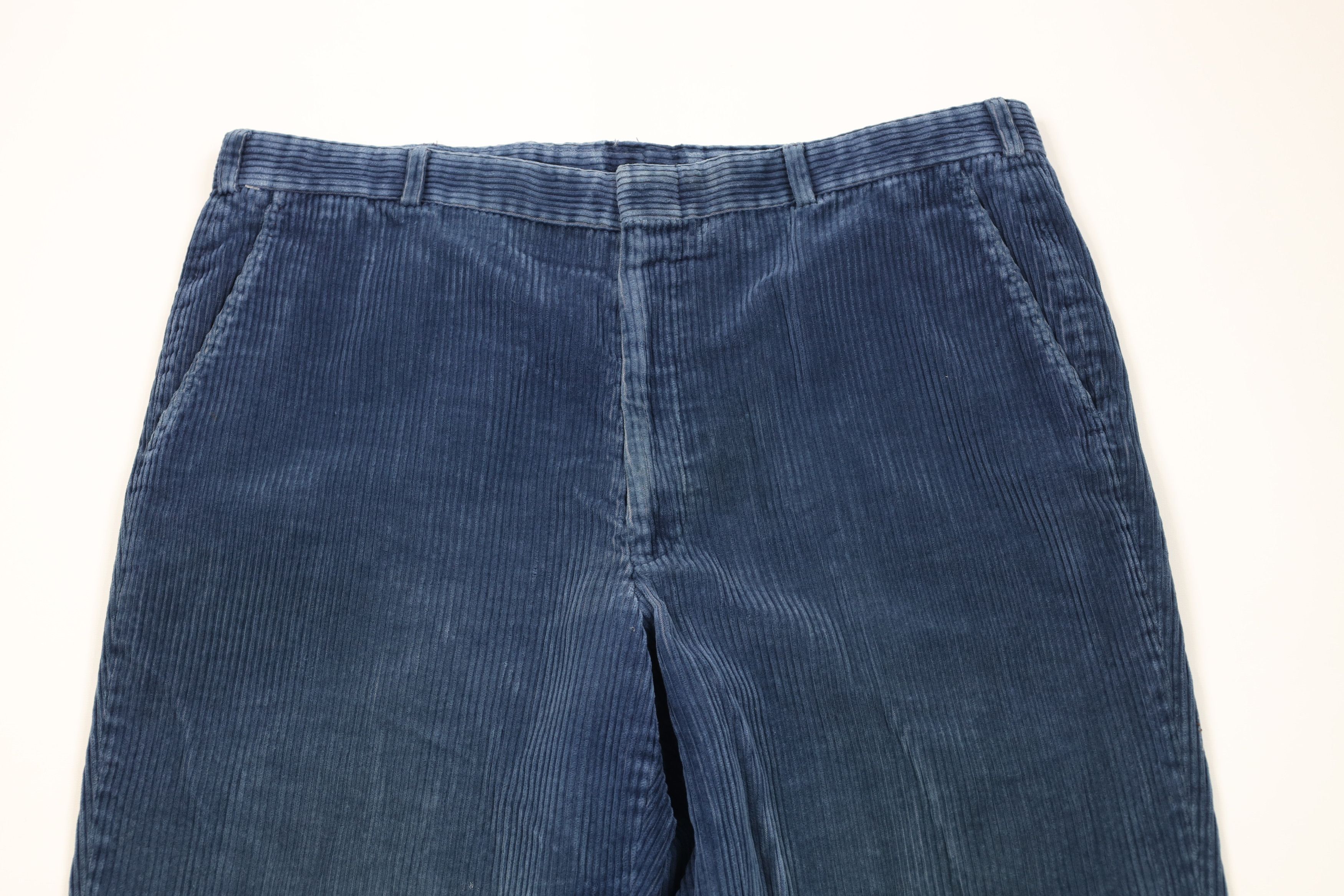 Lands' End × Vintage Vintage 90s Lands End Wide Leg Corduroy Chino Pants Blue USA Size US 36 / EU 52 - 2 Thumbnail