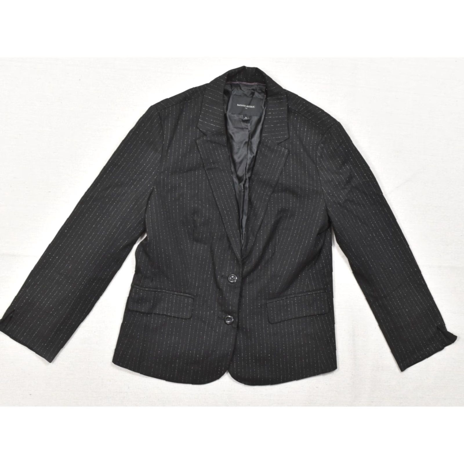 Banana Republic Banana Republic Blazer Pinstripe Two Button Black 8 Women Size M / US 6-8 / IT 42-44 - 2 Thumbnail