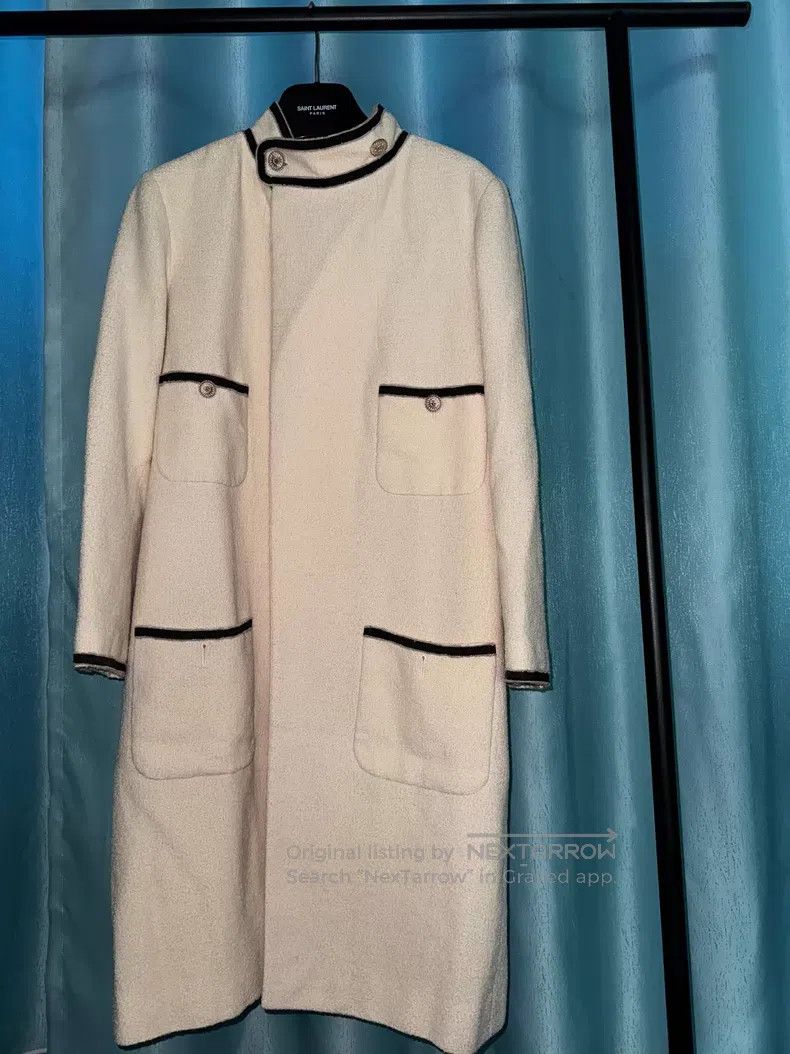 Chanel Chanel Off-White Stand Collar Long Trench Coat Size US S / EU 44-46 / 1 - 2 Thumbnail