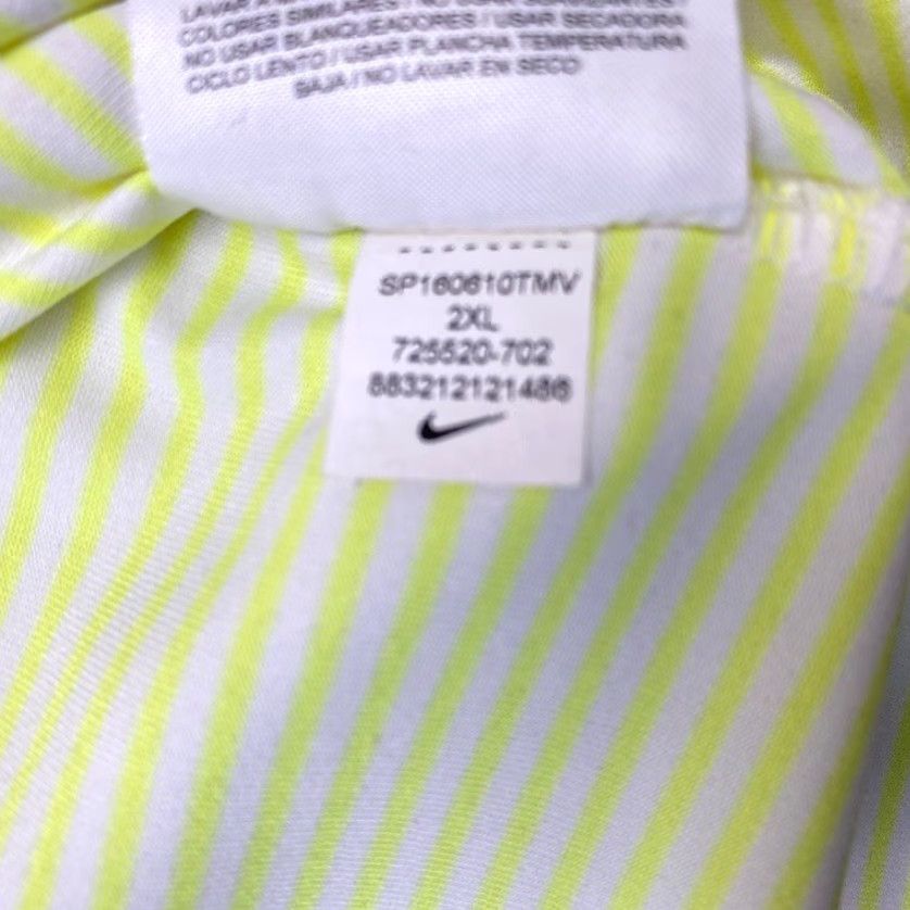 Nike Nike Golf Polo Shirt 725520-702 Mens 2XL Neon Green Striped Dri-FIT Polo Shirt Mens Nike Golf Size US XXL / EU 58 / 5 - 6 Thumbnail