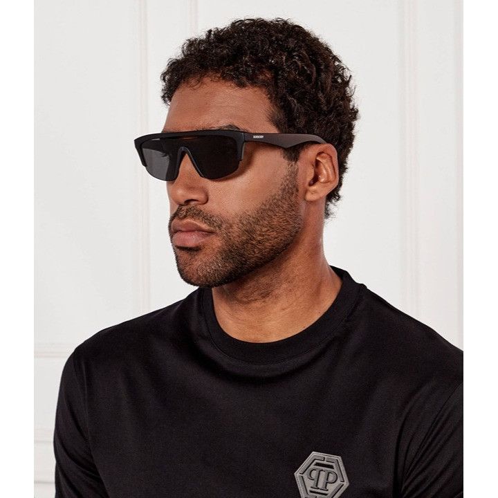 Burberry Burberry BE4460U 3464/87 Sunglasses Black Shield Frame Size ONE SIZE - 6 Thumbnail