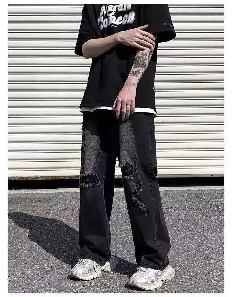 Japanese Brand Straight-Leg Hole Jean Size US 32 / EU 48 - 4 Thumbnail
