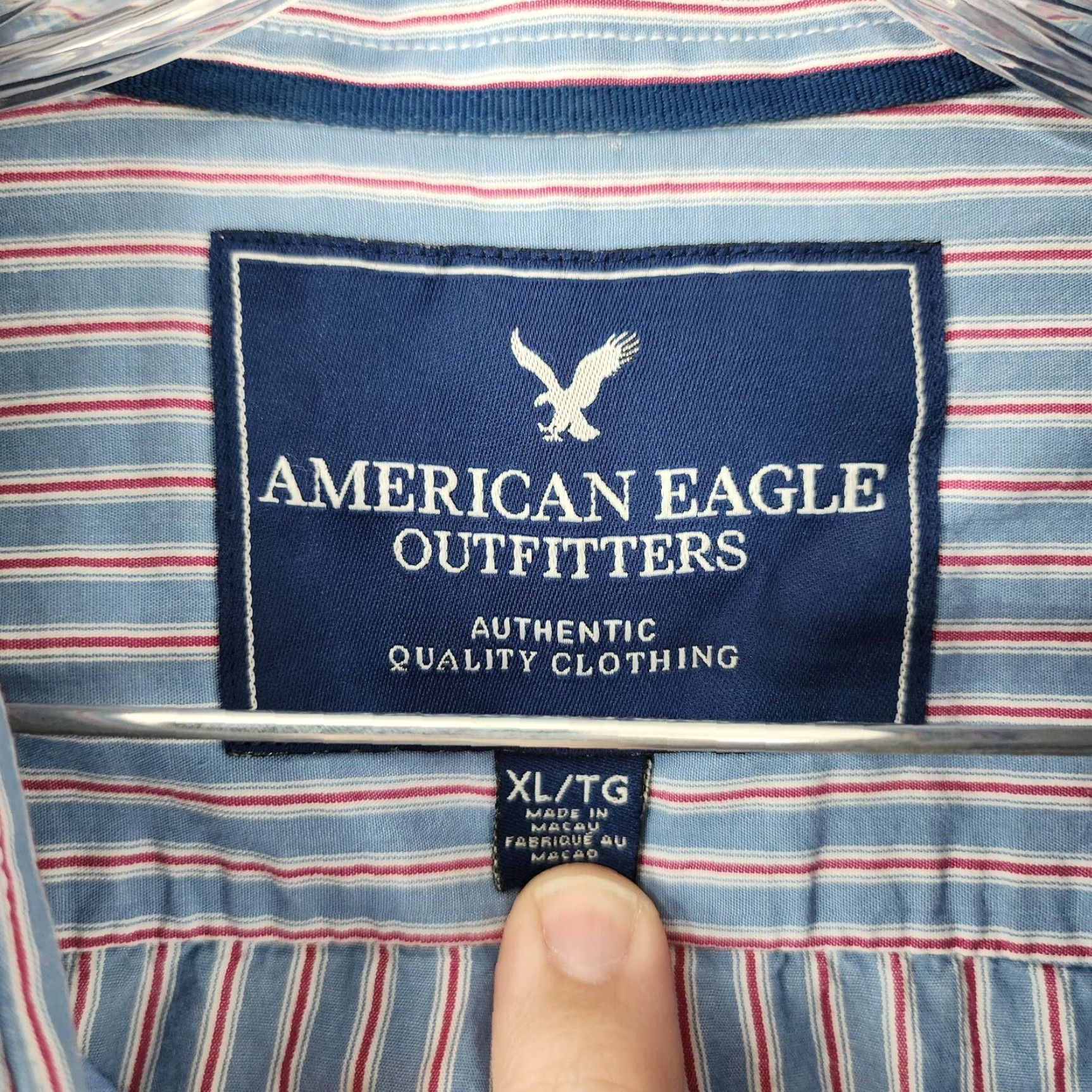American Eagle Outfitters American Eagle Shirt Mens XL Blue Striped Long Sleeve Button-Up Mens Size US XL / EU 56 / 4 - 4 Thumbnail