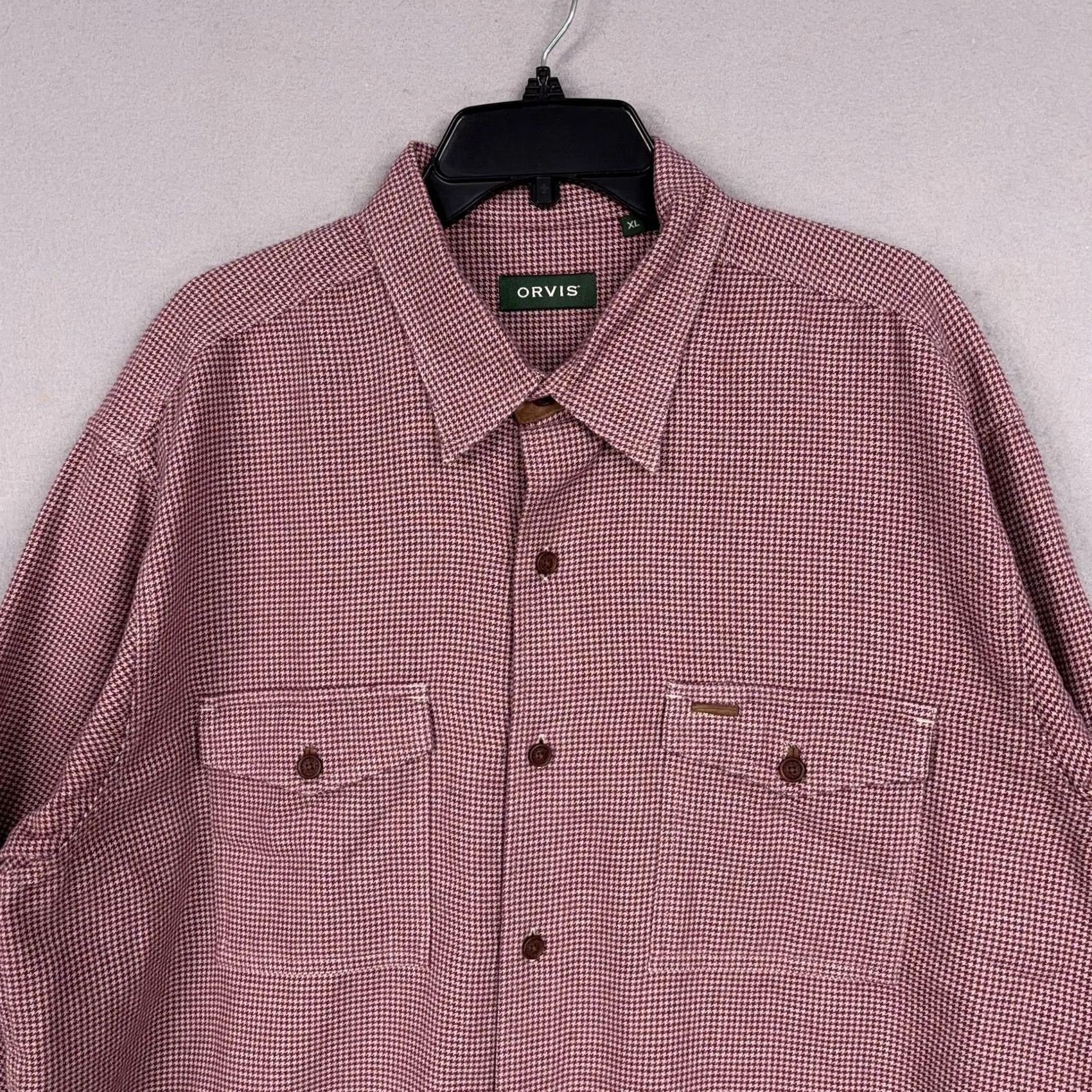 Orvis Orvis Shirt Mens XL Red Houndstooth Long Sleeve Button Front Cotton Casual Size US XL / EU 56 / 4 - 2 Thumbnail