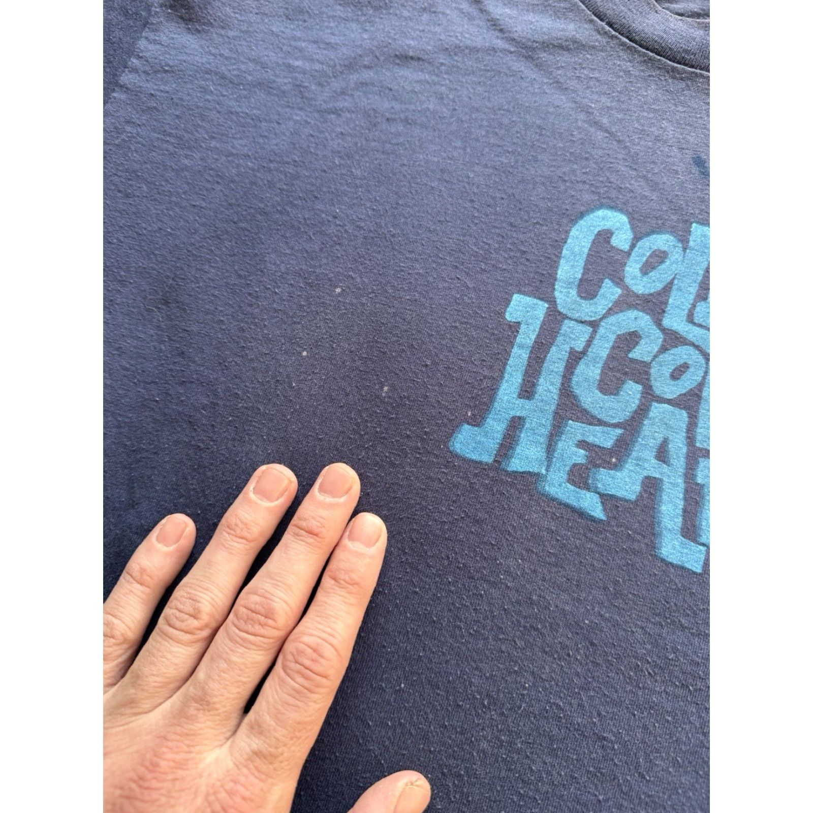 Hanes VINTAGE 1997 Cold Cold Hearts T Shirt Hanes Crew Neck Short Sleeve Blue Cotton 90s Band Punk Rock Logo Graphic Print Men L Mens Size US L / EU 52-54 / 3 - 7 Thumbnail