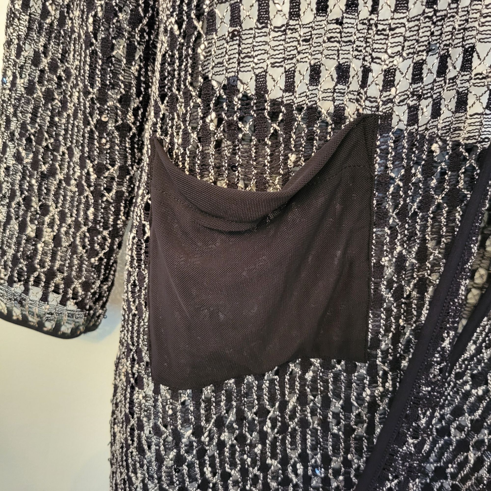 Chicos Chicos Travelers 2 Sheer Knit Duster Cardigan Black White L Size L / US 10 / IT 46 - 3 Thumbnail