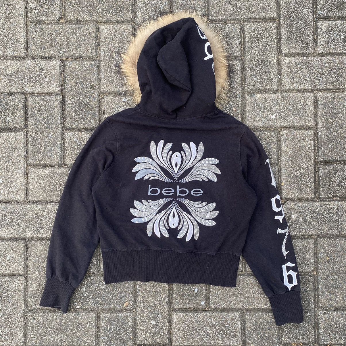 Bebe × Japanese Brand × Vintage Y2K Bebe Bling Logo Goth Glam Rhinestone Fur Hoodie Jacket Size XL / US 12-14 / IT 48-50 - 11 Thumbnail