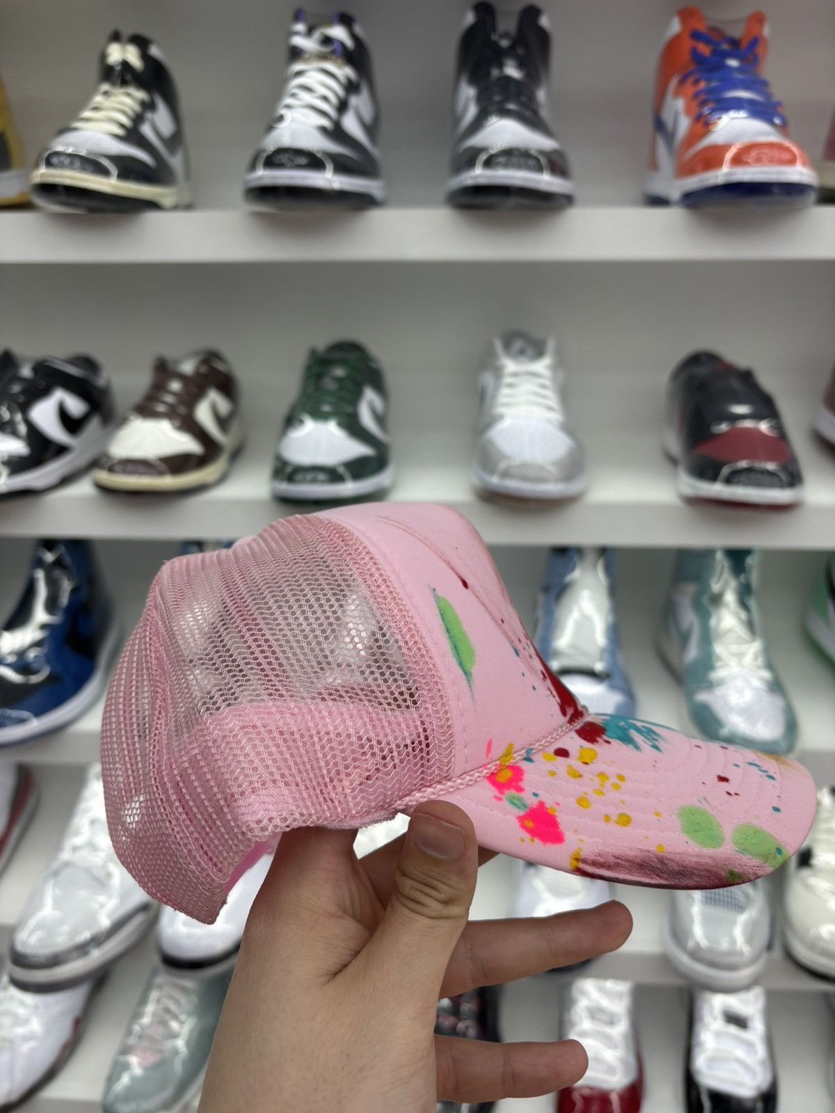 Vintage Vintage paint splatter trucker mesh hat Size ONE SIZE - 3 Thumbnail