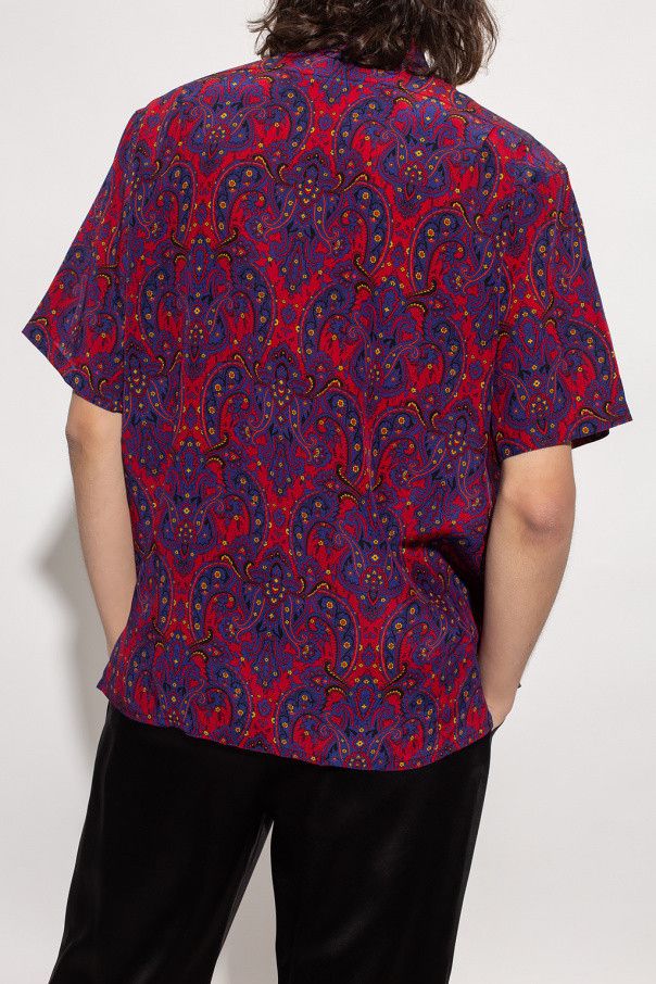 Saint Laurent Paris o1s1wg110824 Shark-Collar Shirt in Printed Paisley Crepe Size US L / EU 52-54 / 3 - 3 Thumbnail