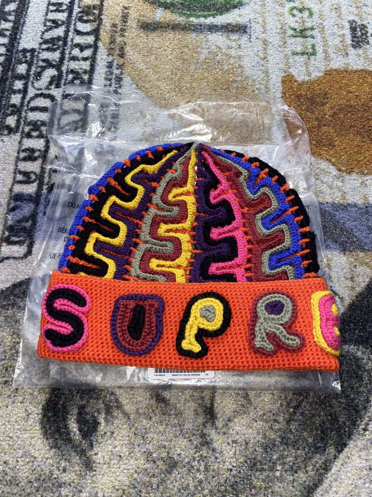 Supreme Yarn Applique Beanie Black Orange Tan 3colors | eBay