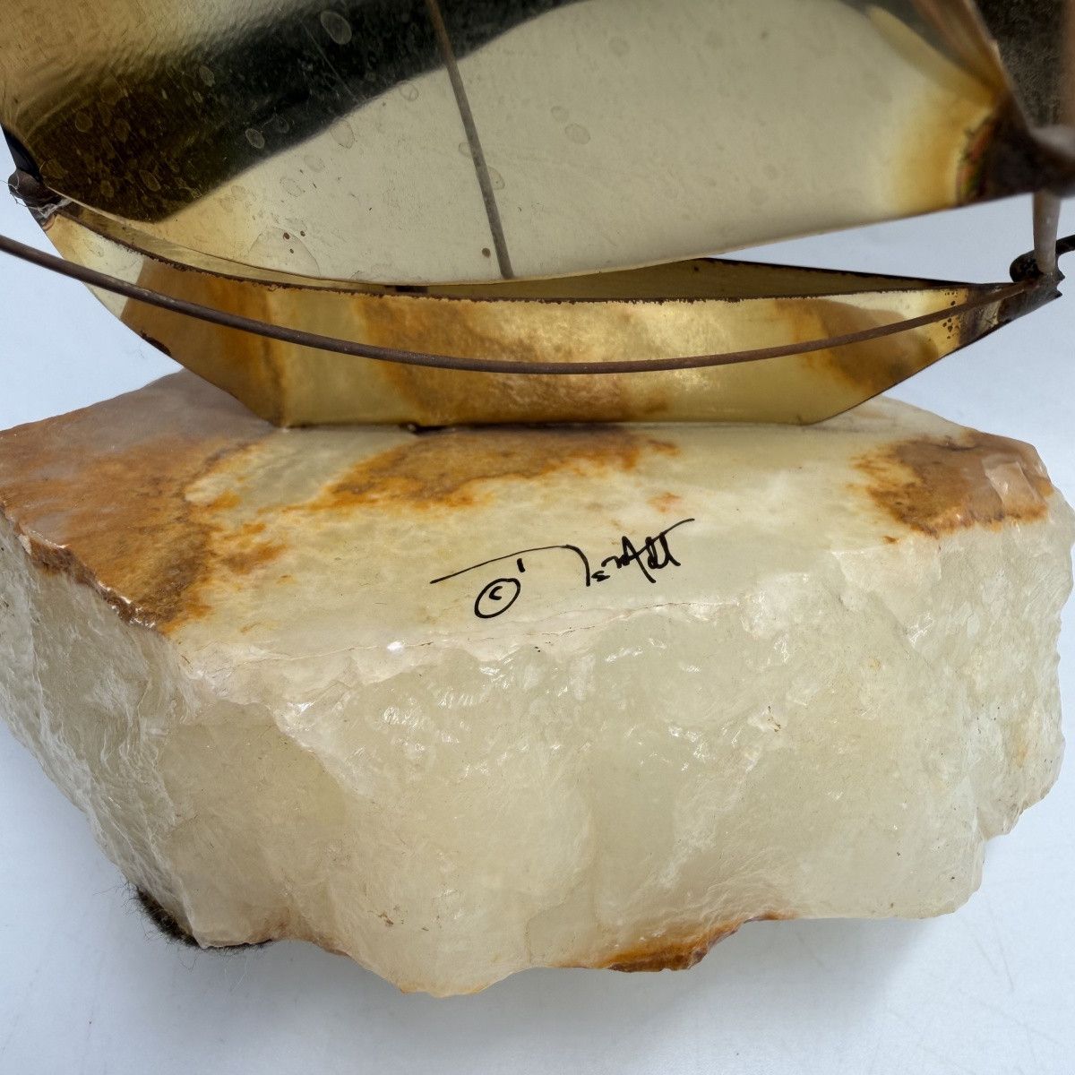 Vintage Vintage John DeMott Brass Sailboat Sculpture Onyx Base Size ONE SIZE - 5 Thumbnail