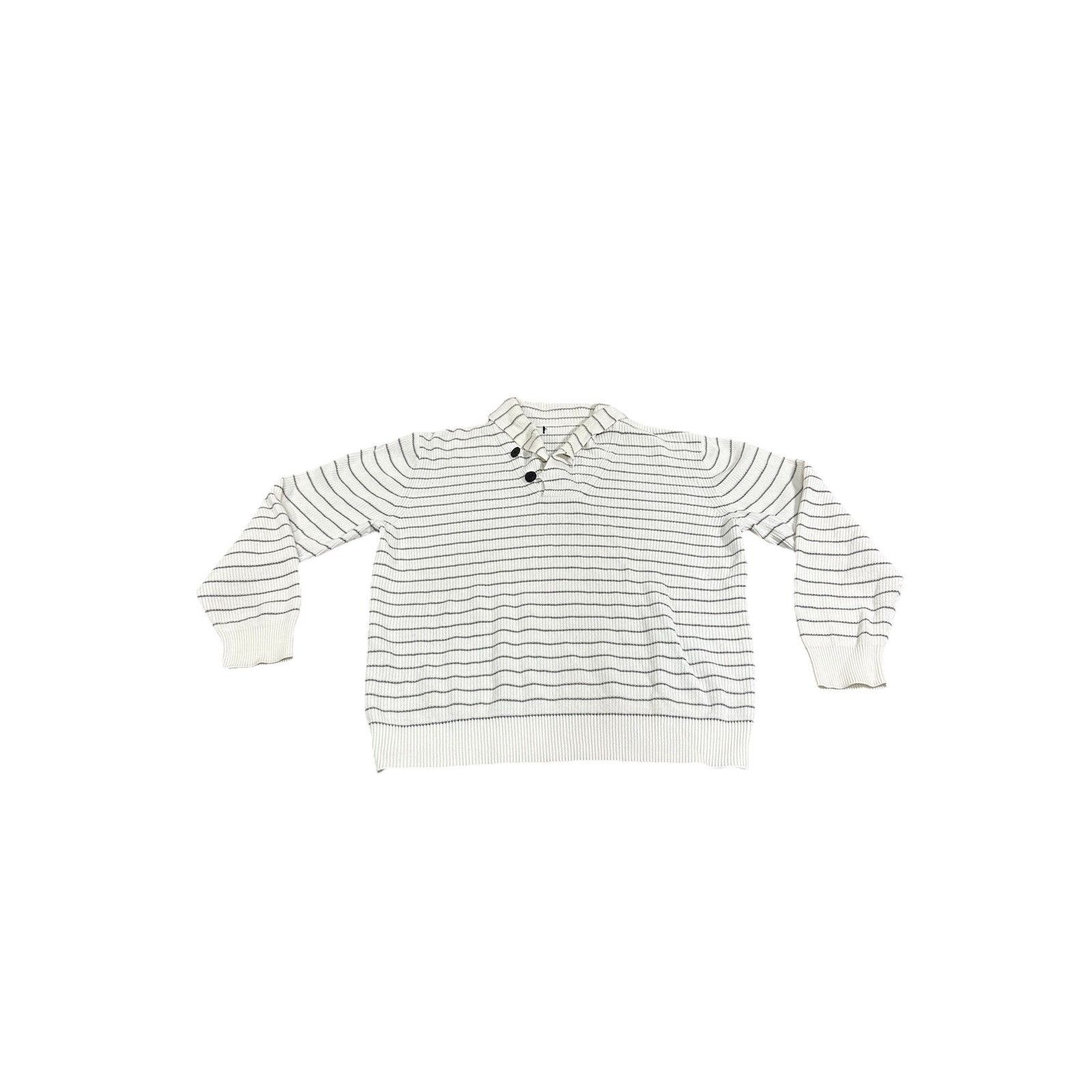 Vintage Vintage Shawl Collar Sweater Knitwear Striped White And Gray Size US M / EU 48-50 / 2 - 1 Thumbnail