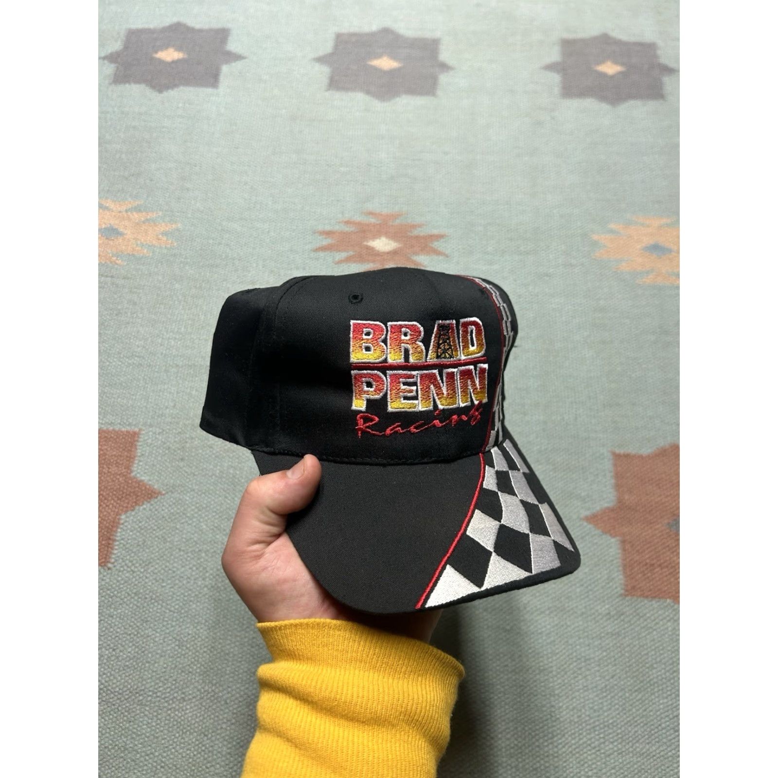 Penn VINTAGE Brad Penn racing oil checkered Black SnapBack hat cap Adjustable Men Unbranded Formula 1 SnapBack Black Mens Size ONE SIZE - 2 Thumbnail