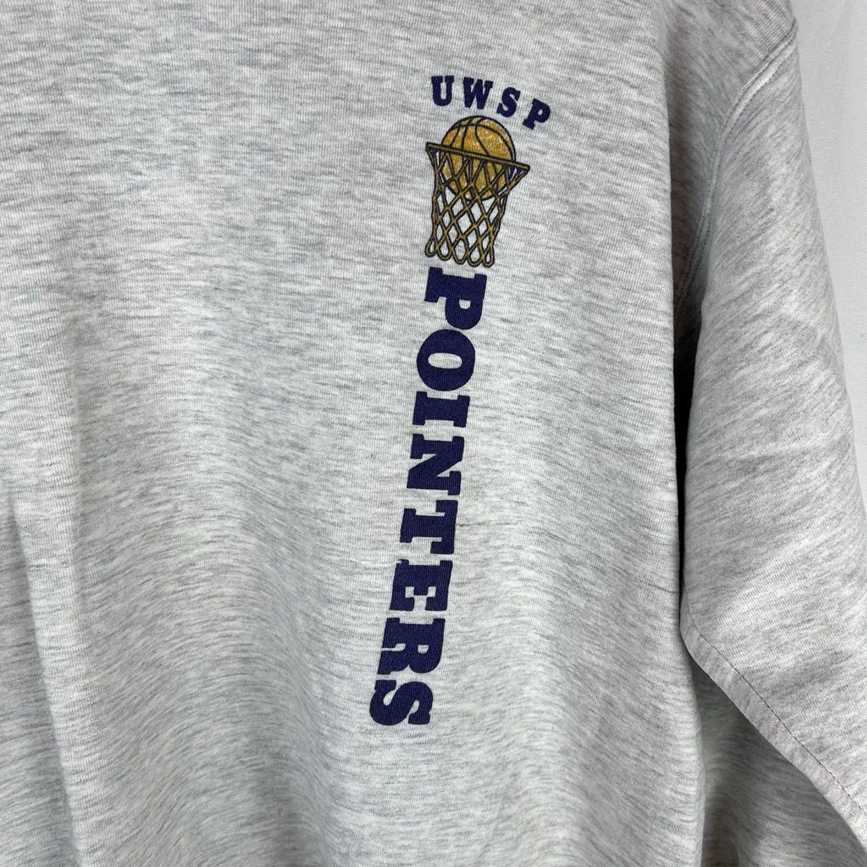 Velva Sheen VINTAGE UWSP Pointers USNA Annapolis Sweater XL Adult Gray Made USA Double Sided 70s 80s Mens Size US XL / EU 56 / 4 - 3 Thumbnail