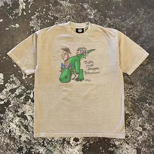 VIBE Beige casual retro dinosaur print t-shirt Size US M / EU 48-50 / 2 - 1 Thumbnail