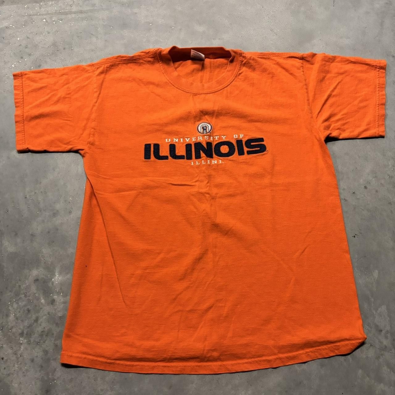 Japanese Brand × Vintage Crazy Vintage Y2K/2000s Orange University Of Illinois College Essential Tee! Size US L / EU 52-54 / 3 - 1 Thumbnail