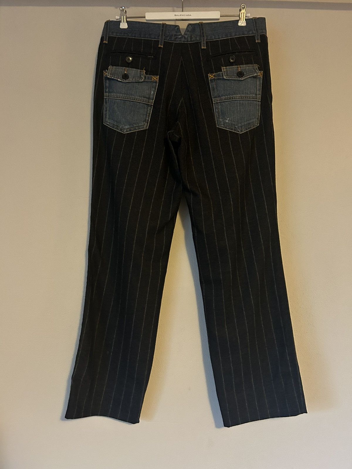 Dolce & Gabbana Pinstripe Wool Trousers with Denim Accents - Size 50 Size US 34 / EU 50 - 1 Thumbnail