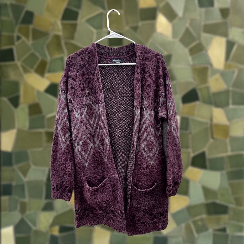 Eddie Bauer Eddie Bauer Womens Cardigan Small Purple Long Sleeve Open Front Fuzzy Sweater Size S / US 4 / IT 40 - 1 Thumbnail