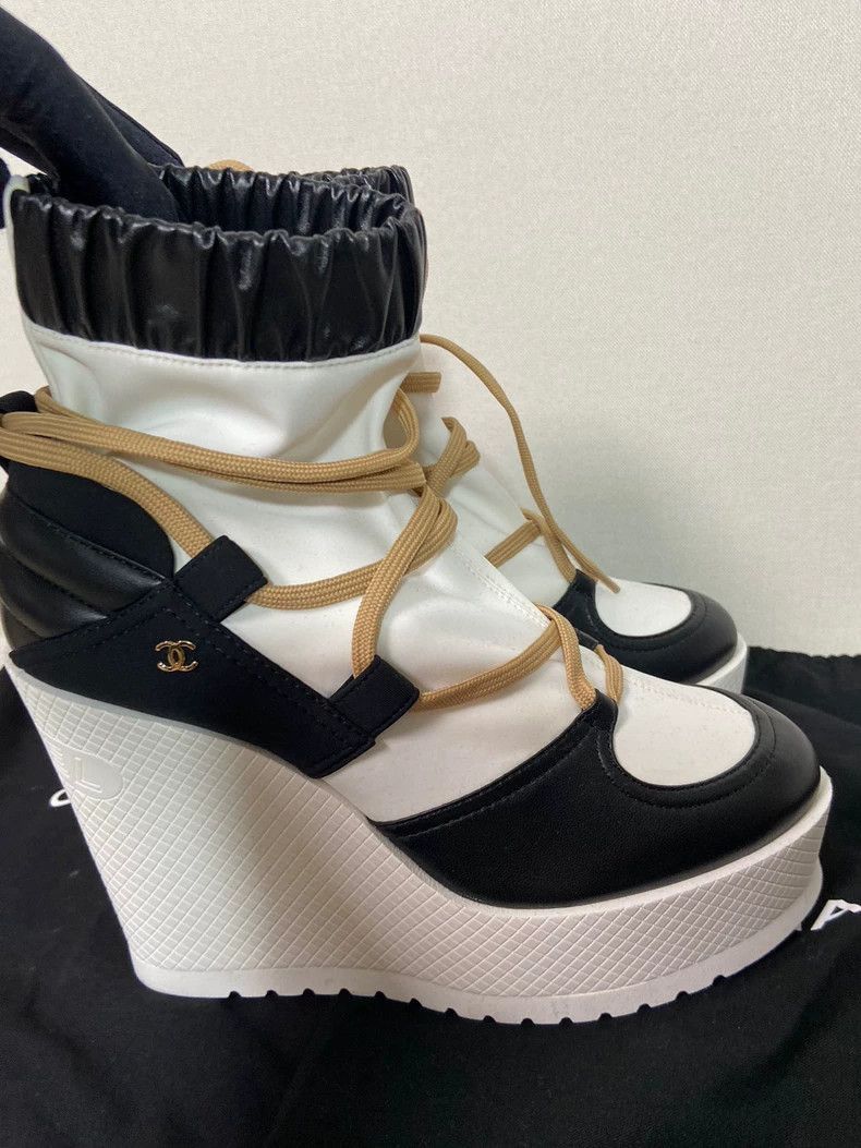 Chanel Chanel Logo Platform Sneakers With Cross Straps -2505 Size US 9.5 / EU 42-43 - 4 Thumbnail