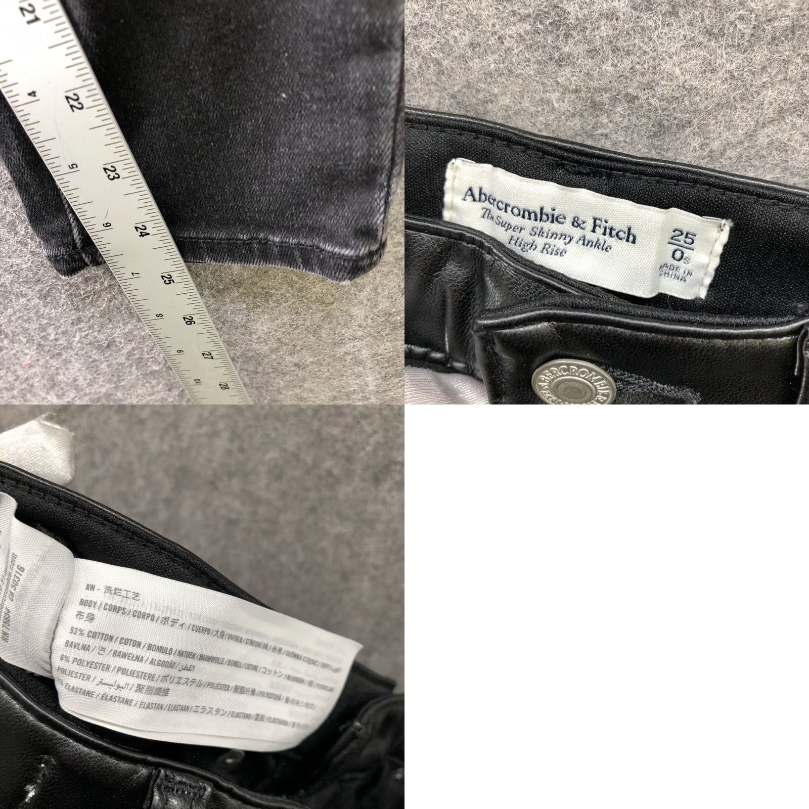 Abercrombie & Fitch Abercrombie & Fitch Super Skinny Ankle High Rise Jean Womens 0/25 Black Size 25" / US 0 / IT 36 - 8 Thumbnail
