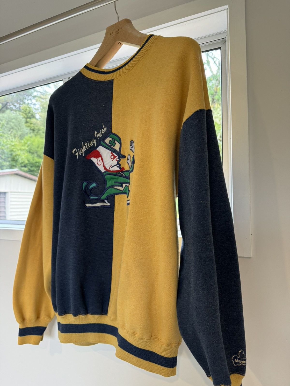 image of Vintage 90's Fighting Irish Sweater in Blue, Men's (Size XL)