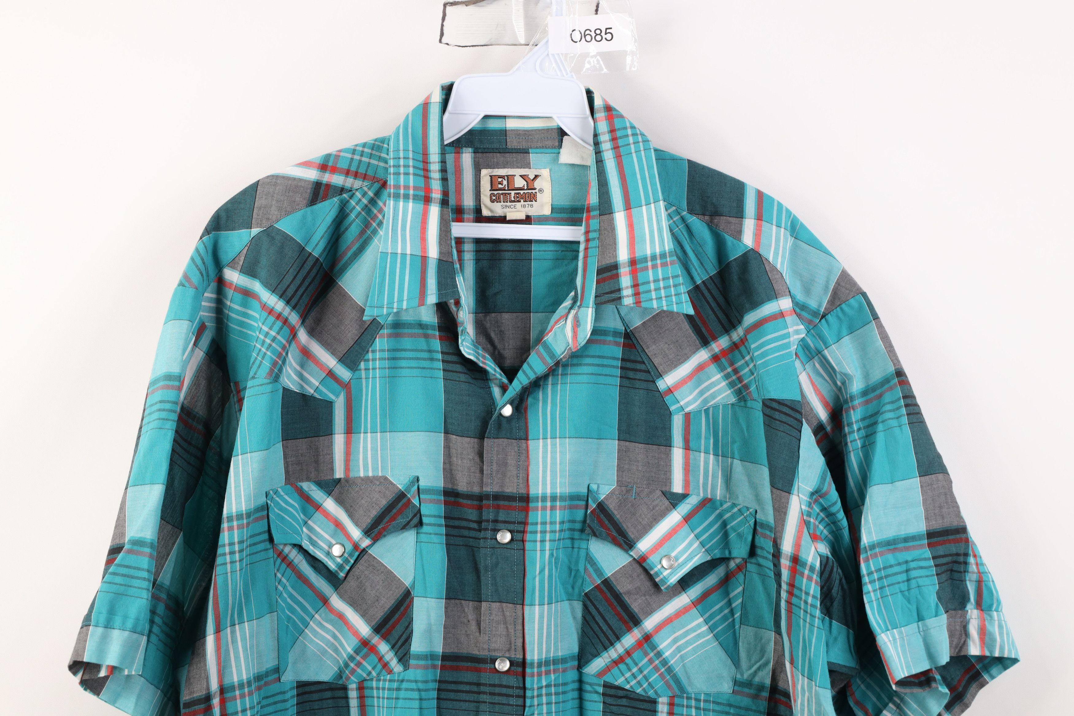 Vintage Vintage 90s Rockabilly Snap Button Short Sleeve Shirt Plaid Size US XL / EU 56 / 4 - 2 Thumbnail