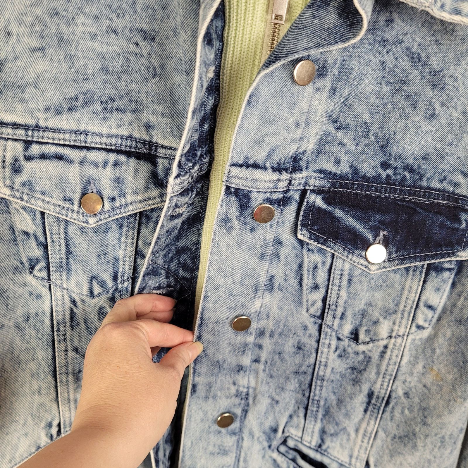Other Sipos Zinna Acid Wash Hooded Denim Jacket S 90s retro grunge Size S / US 4 / IT 40 - 4 Thumbnail