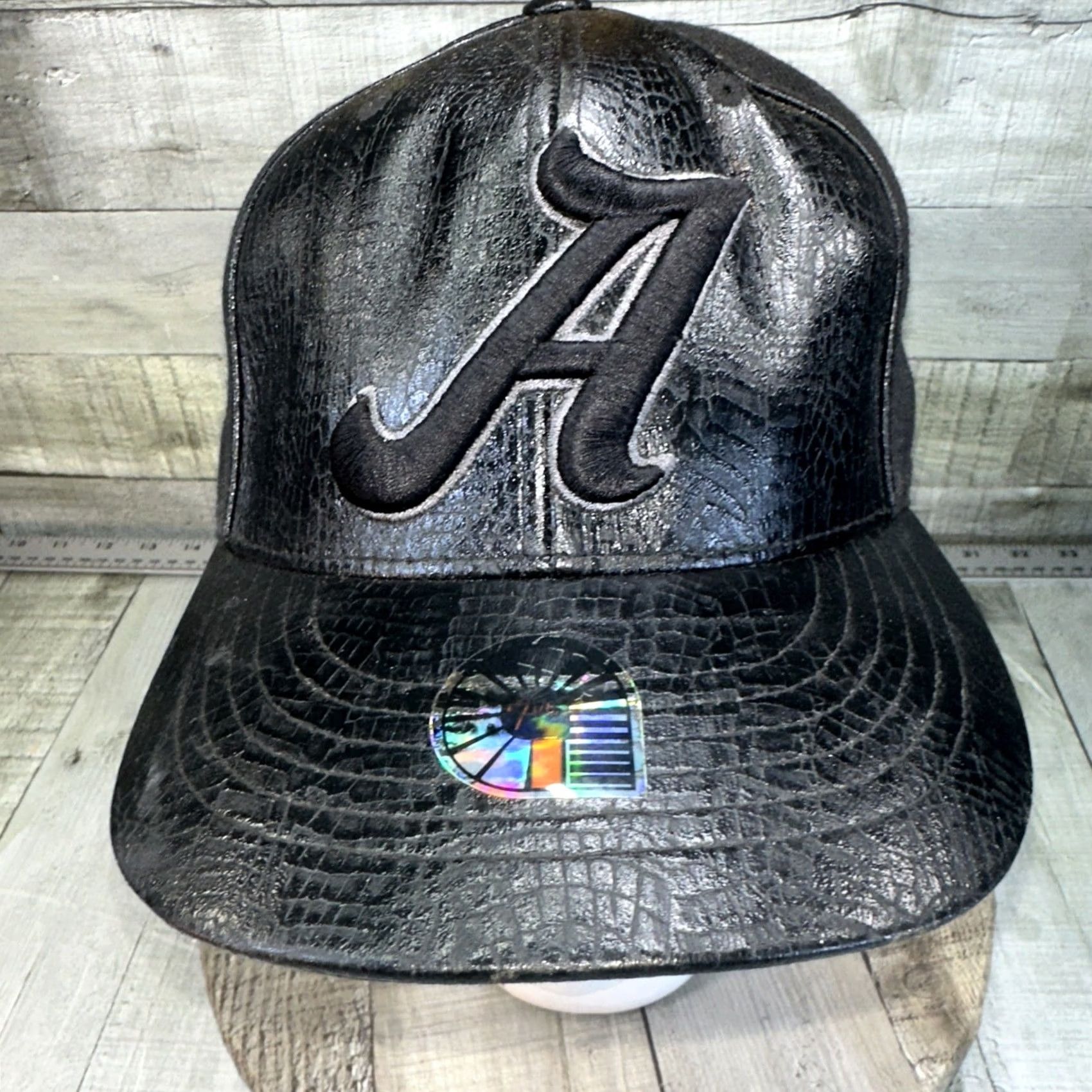 Akademiks AKADEMIKS Fitted Hat 7 1/8 Black Faux Snakeskin A Logo Cap Streetwear Rare Y2K Mens Size ONE SIZE - 2 Thumbnail