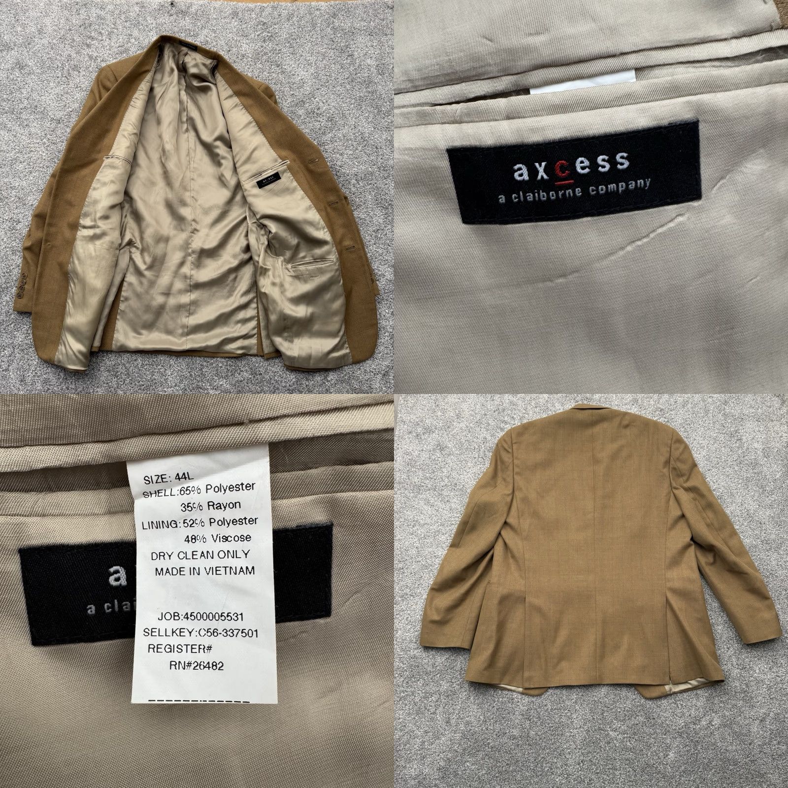 Vintage VINTAGE Axcess Suit Coat Mens 44L Blazer Single-Breasted Notch 3-Button 42 Chest Brown Formal Size 44R - 9 Thumbnail